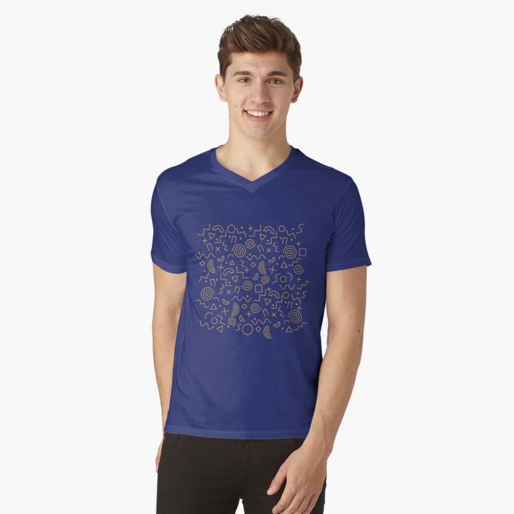 Camiseta de Cuello en V Crazy Lines - Elegancia Casual para tu Día a Día